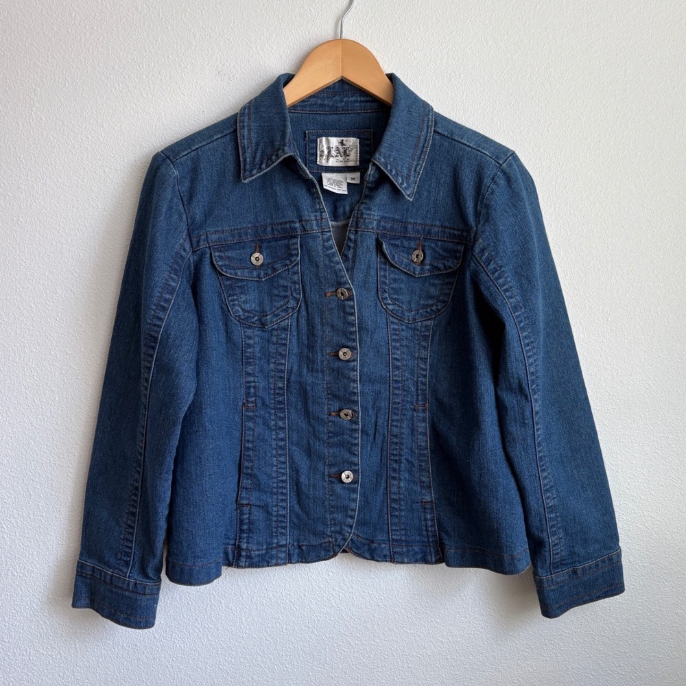LAL Live a Little Vintage Medium Wash y2K Denim Trucker Jacket Blue Size M